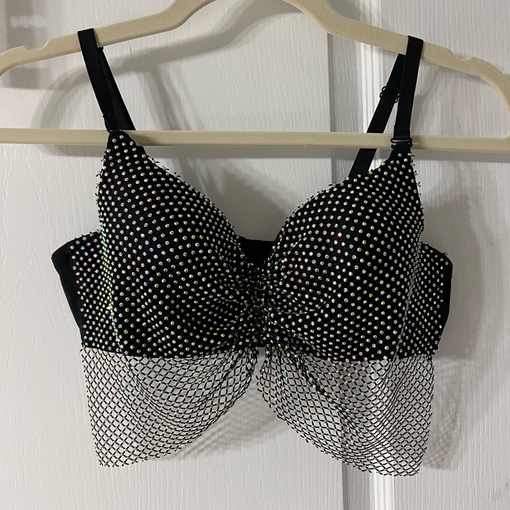 Black Rhinestone Embellished Bralette